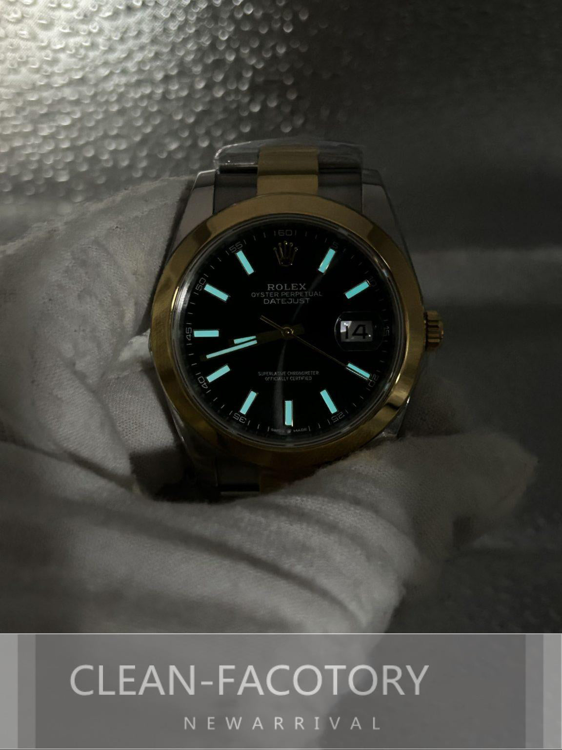 Datejust 41mm 126303 Oyster Two-Tone Yellow Gold Black Dial Gold Wrapped Clean Factory