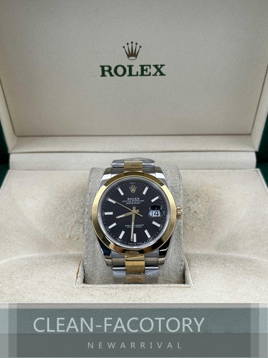 Datejust 41mm 126303 Oyster Two-Tone Yellow Gold Black Dial Gold Wrapped Clean Factory