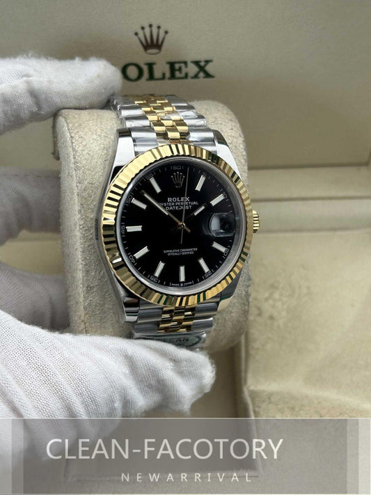 Datejust 41mm 126333 Jubilee Two-Tone Black Dial Yellow Gold Fluted Bezel Clean Factory