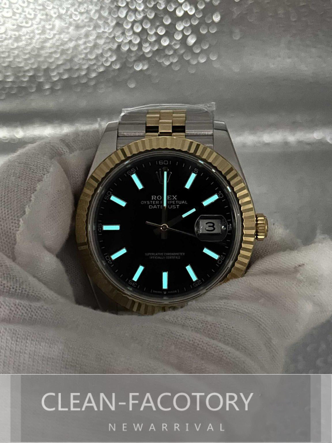 Datejust 41mm 126333 Jubilee Two-Tone Black Dial Yellow Gold Fluted Bezel Clean Factory