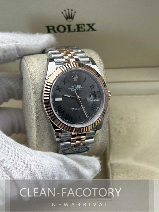 Datejust 41mm 126331 Jubilee Two-Tone Rose Gold Slate Grey Dial Fluted Bezel Clean Factory