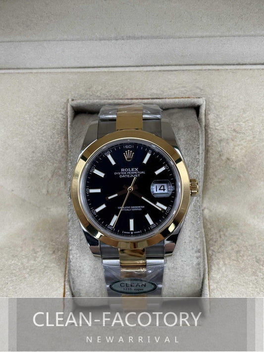 Datejust 41mm 126303 Oyster Two-Tone Yellow Gold Black Dial Gold Wrapped Clean Factory