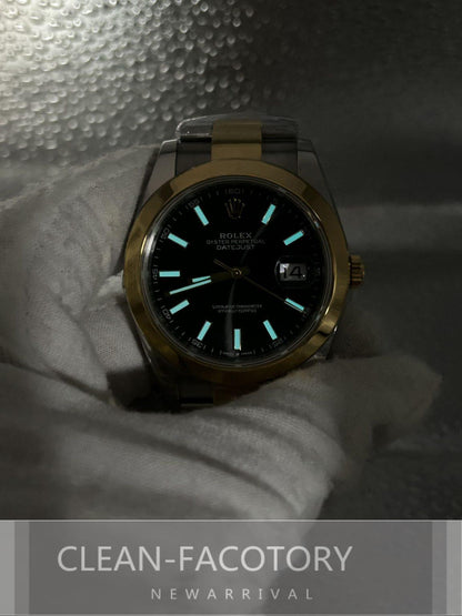 Datejust 41mm 126303 Oyster Two-Tone Yellow Gold Black Dial Gold Wrapped Clean Factory