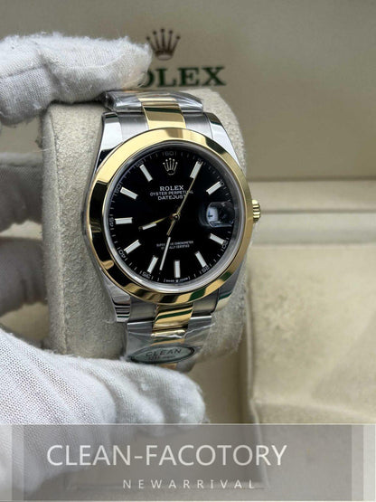 Datejust 41mm 126303 Oyster Two-Tone Yellow Gold Black Dial Gold Wrapped Clean Factory