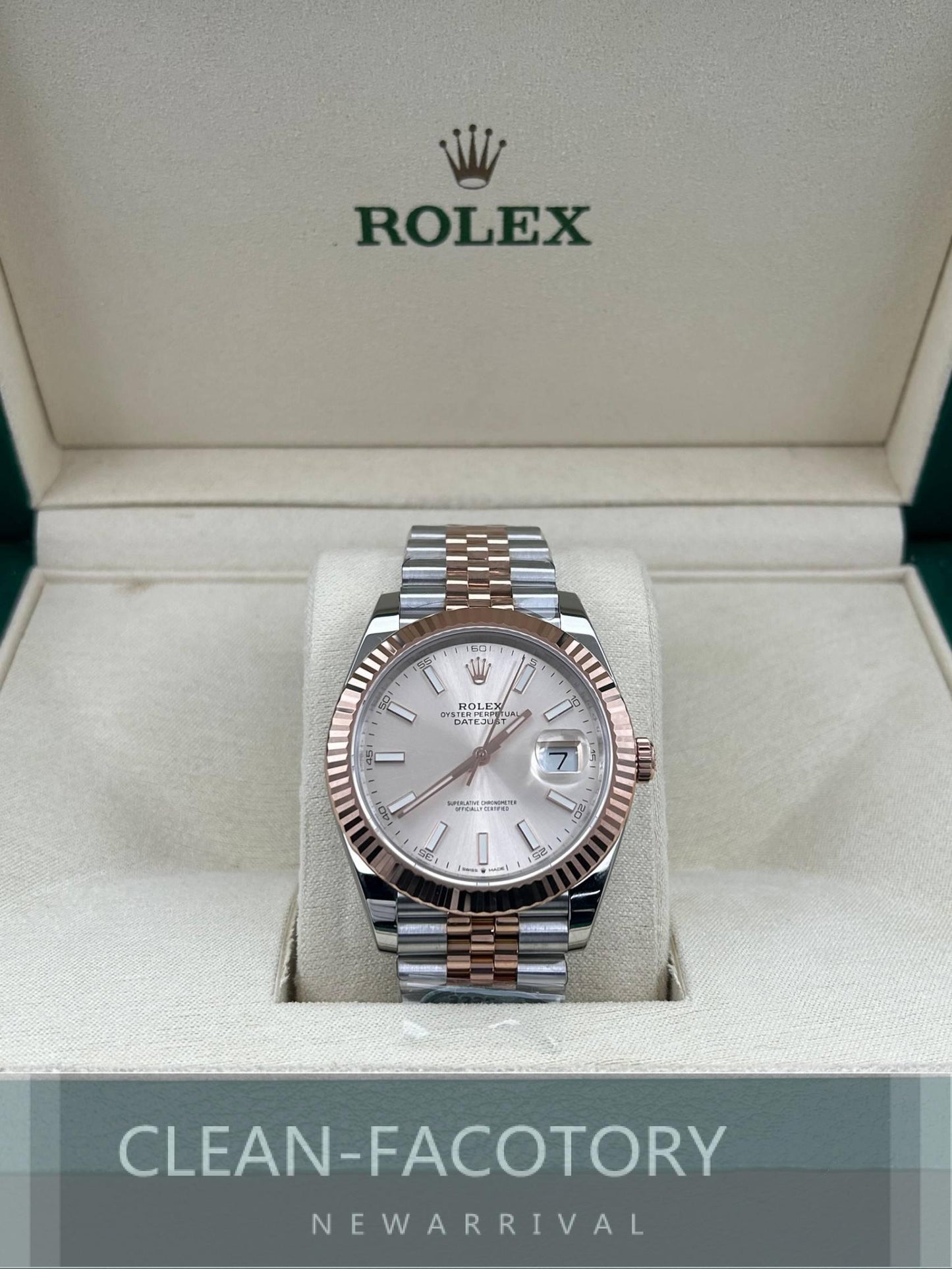Datejust 41mm 126331 Jubilee Grey Fluted Dial Two-Tone 18K Rose Gold Wrapped Clean Factory