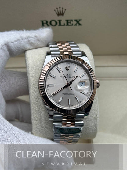 Datejust 41mm 126331 Jubilee Grey Fluted Dial Two-Tone 18K Rose Gold Wrapped Clean Factory