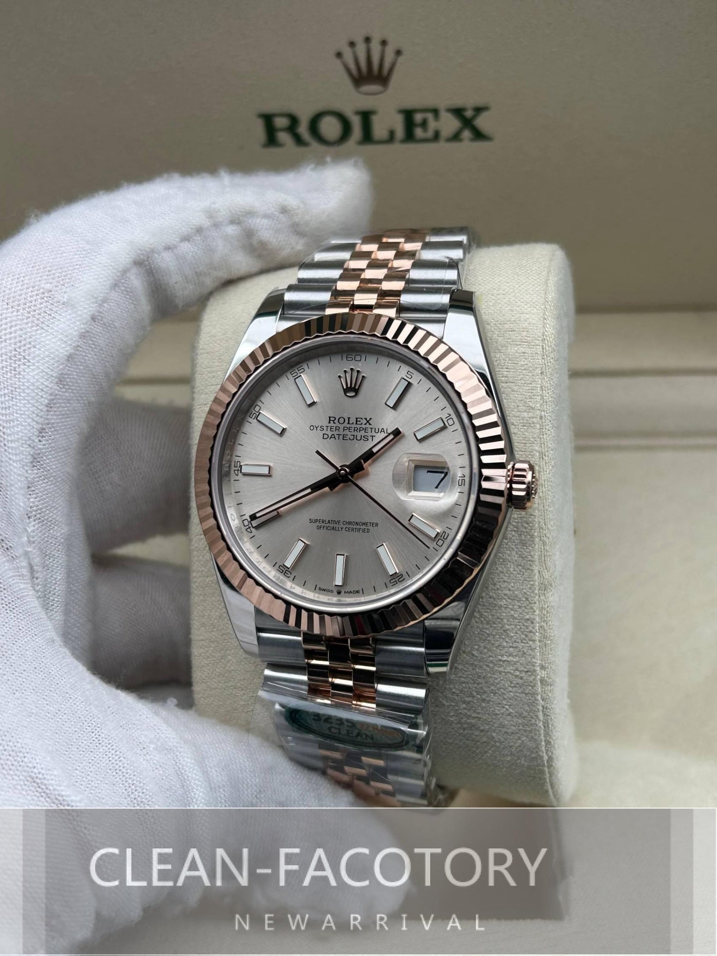 Datejust 41mm 126331 Jubilee Grey Fluted Dial Two-Tone 18K Rose Gold Wrapped Clean Factory