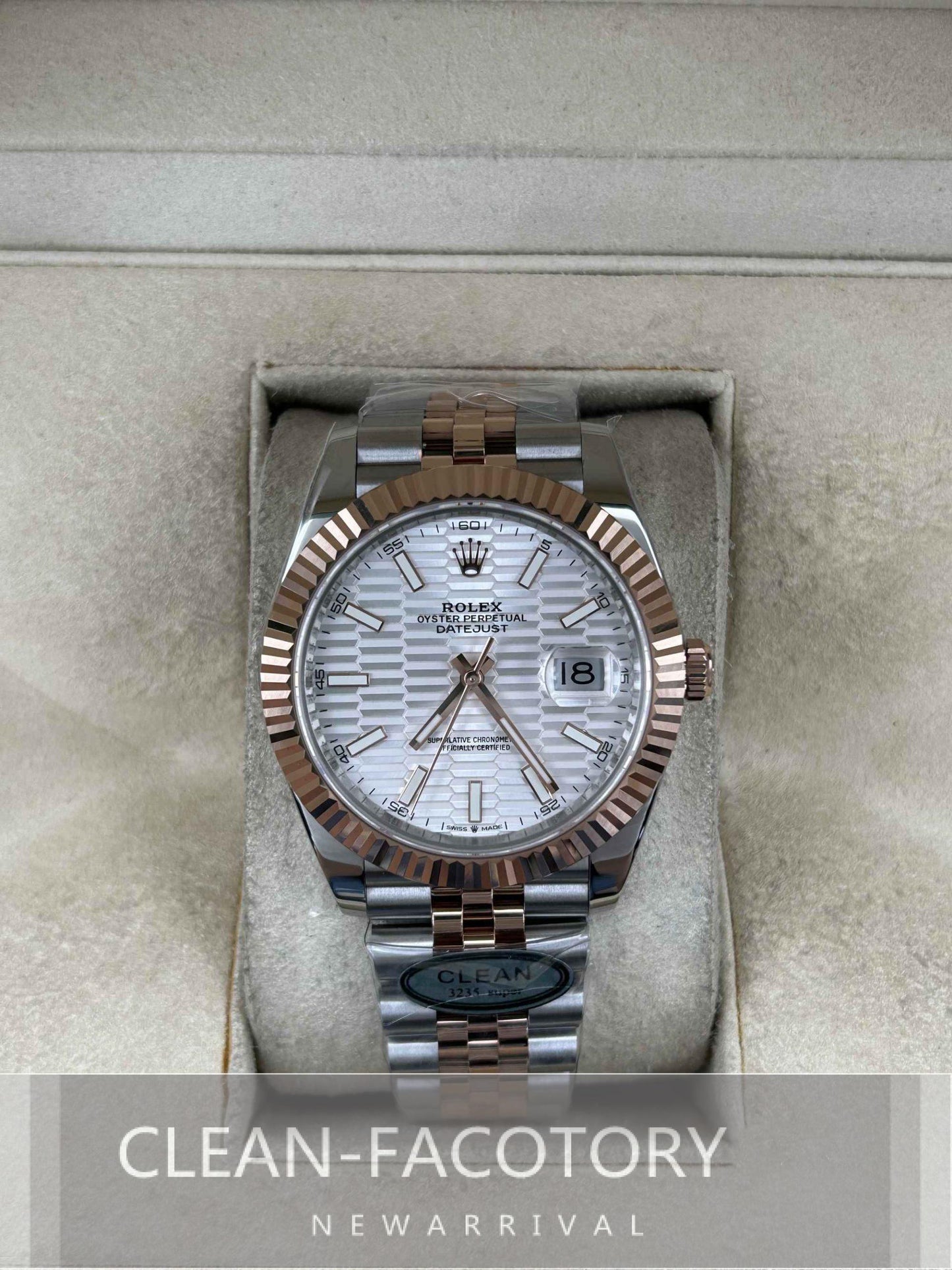 Datejust 41mm 126331 Jubilee Grey Fluted Dial Two-Tone 18K Rose Gold Wrapped – Clean Factory