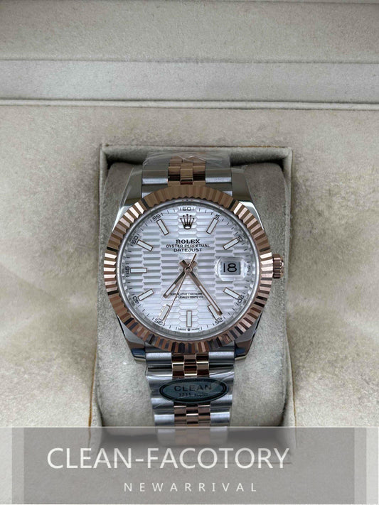 Datejust 41mm 126331 Jubilee Grey Fluted Dial Two-Tone 18K Rose Gold Wrapped – Clean Factory