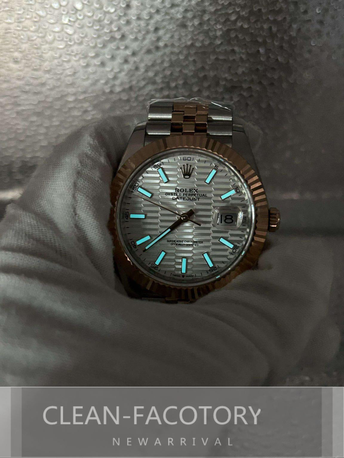 Datejust 41mm 126331 Jubilee Grey Fluted Dial Two-Tone 18K Rose Gold Wrapped – Clean Factory