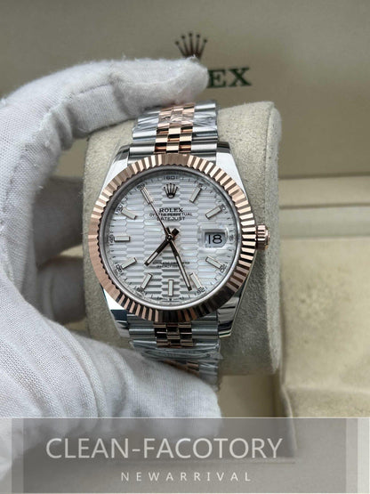 Datejust 41mm 126331 Jubilee Grey Fluted Dial Two-Tone 18K Rose Gold Wrapped – Clean Factory