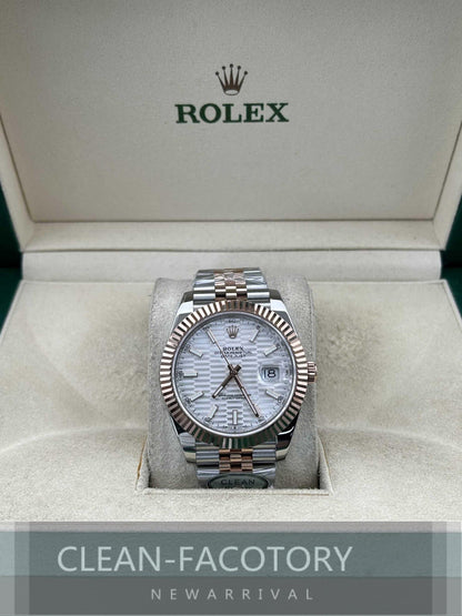 Datejust 41mm 126331 Jubilee Grey Fluted Dial Two-Tone 18K Rose Gold Wrapped – Clean Factory