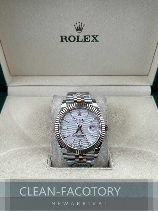 Datejust 41mm 126331 Jubilee Grey Fluted Dial Two-Tone 18K Rose Gold Wrapped – Clean Factory