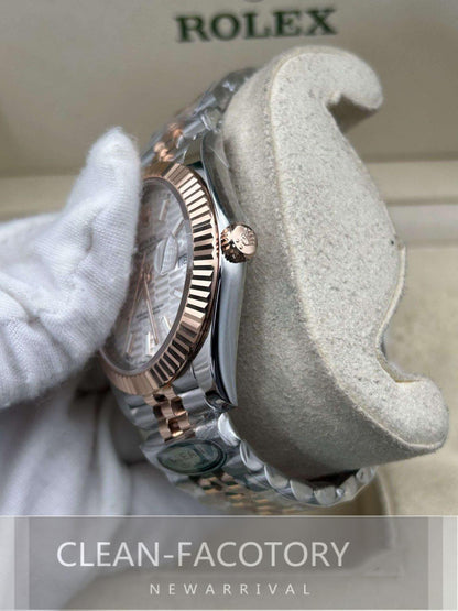 Datejust 41mm 126331 Jubilee Grey Fluted Dial Two-Tone 18K Rose Gold Wrapped – Clean Factory