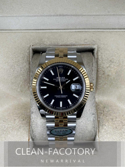 Datejust 41mm 126333 Jubilee Two-Tone Black Dial Yellow Gold Fluted Bezel Clean Factory