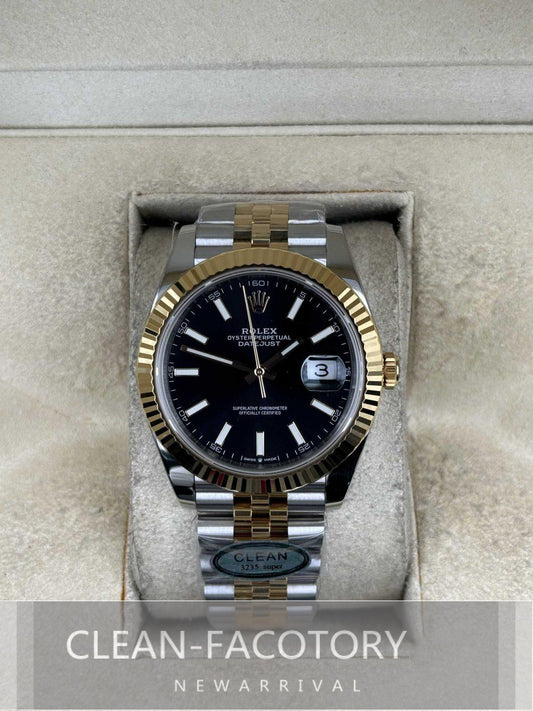 Datejust 41mm 126333 Jubilee Two-Tone Black Dial Yellow Gold Fluted Bezel Clean Factory