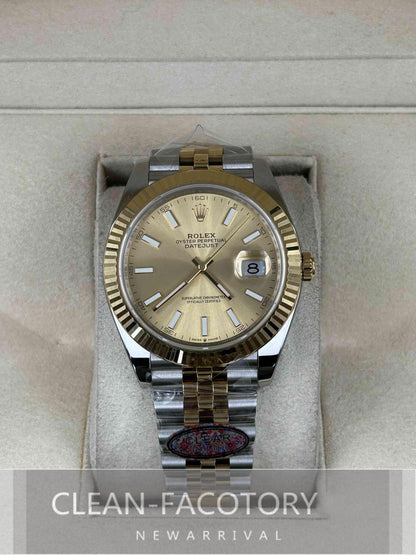 Datejust 41mm 126333 Jubilee Two-Tone Yellow Gold Dial Fluted Bezel 18K Gold Clean Factory