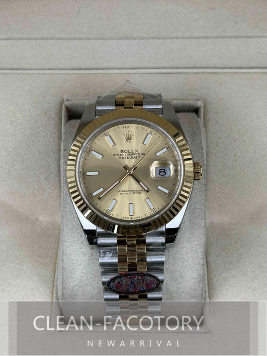 Datejust 41mm 126333 Jubilee Two-Tone Yellow Gold Dial Fluted Bezel 18K Gold Clean Factory