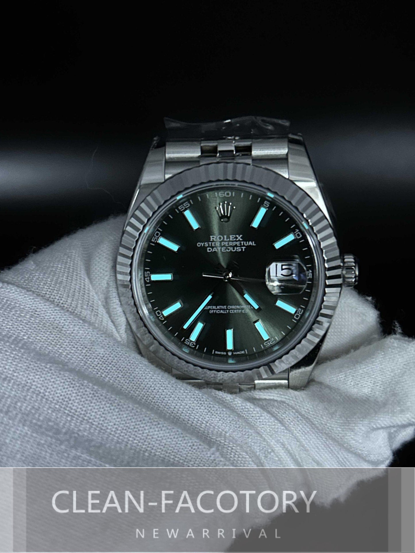 Datejust 41mm 126334 Jubilee Green Dial White Gold Fluted Bezel