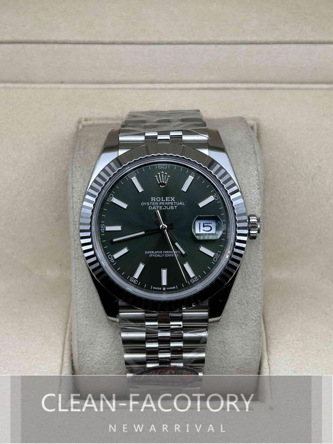 Datejust 41mm 126334 Jubilee Green Dial White Gold Fluted Bezel