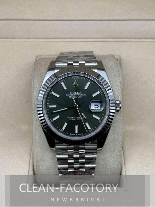 Datejust 41mm 126334 Jubilee Green Dial White Gold Fluted Bezel