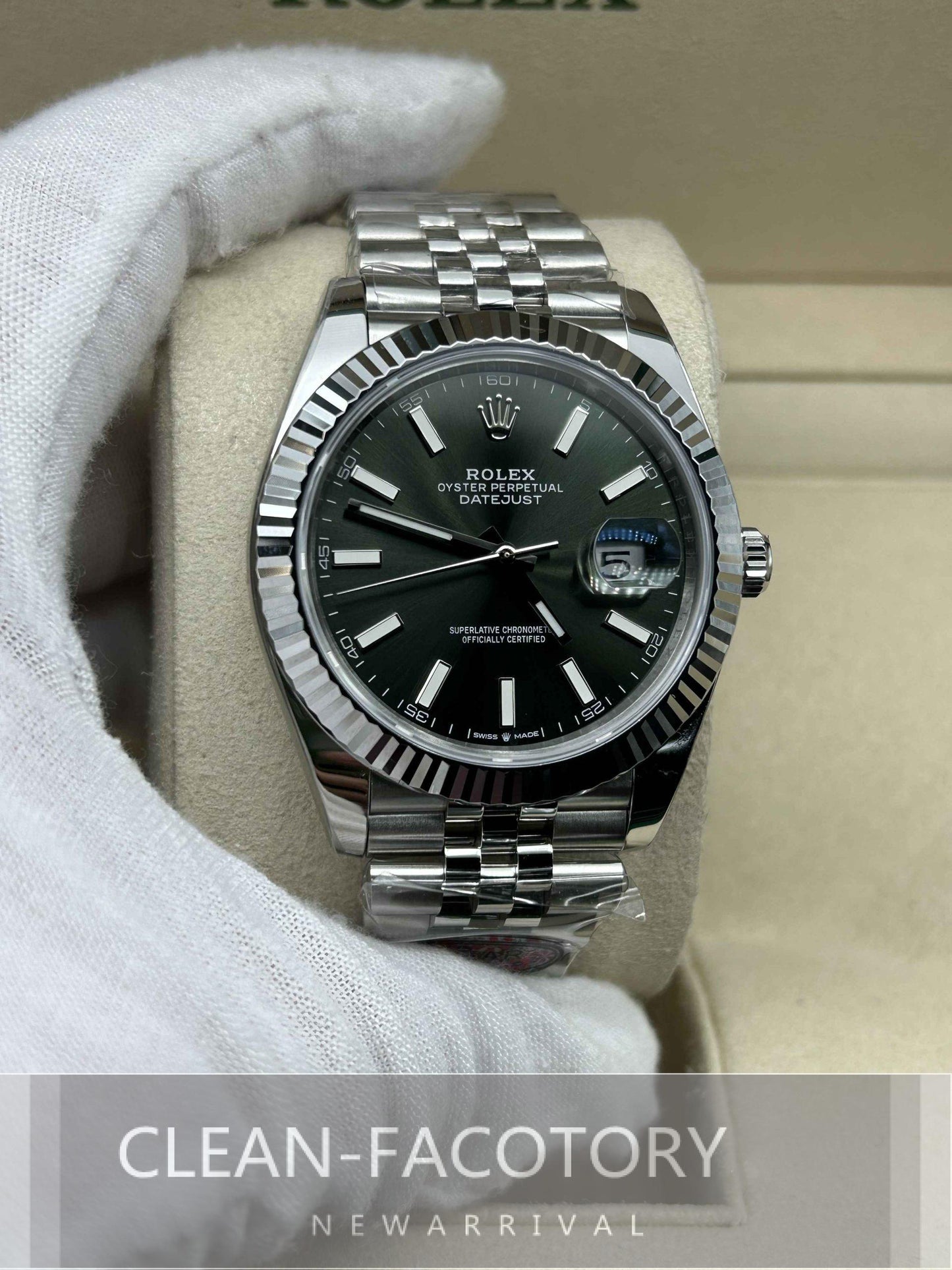Datejust 41mm 126334 Jubilee Green Dial White Gold Fluted Bezel