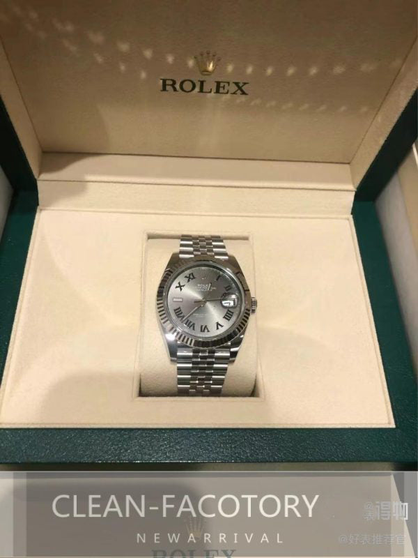 Datejust 41mm 126334 Slate Grey Dial Jubilee White Gold Fluted Bezel Clean Factory