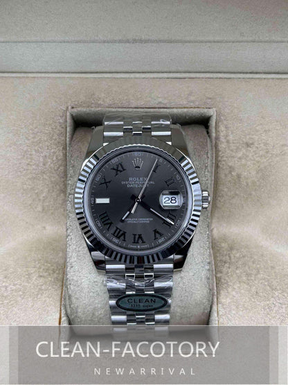 Datejust 41mm 126334 Slate Grey Dial Jubilee White Gold Fluted Bezel Clean Factory