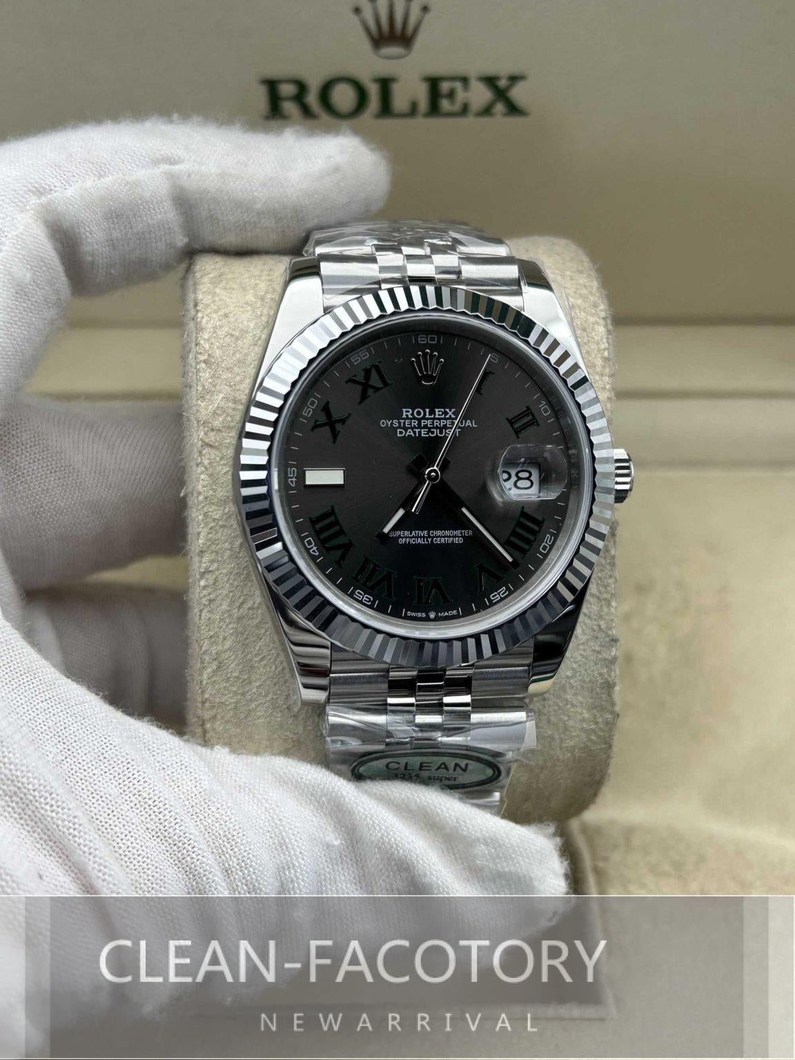 Datejust 41mm 126334 Slate Grey Dial Jubilee White Gold Fluted Bezel Clean Factory