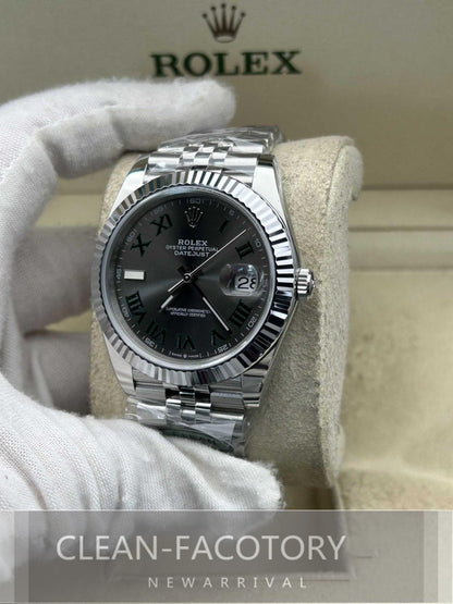 Datejust 41mm 126334 Slate Grey Dial Jubilee White Gold Fluted Bezel Clean Factory