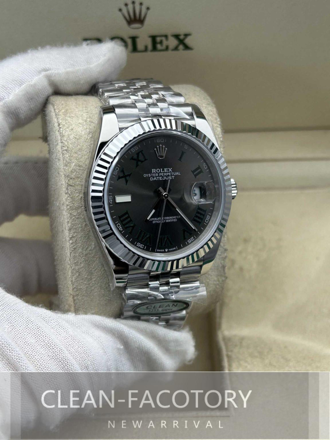 Datejust 41mm 126334 Slate Grey Dial Jubilee White Gold Fluted Bezel Clean Factory