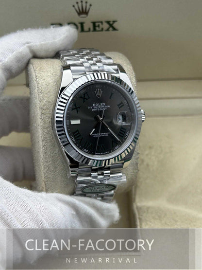 Datejust 41mm 126334 Slate Grey Dial Jubilee White Gold Fluted Bezel Clean Factory