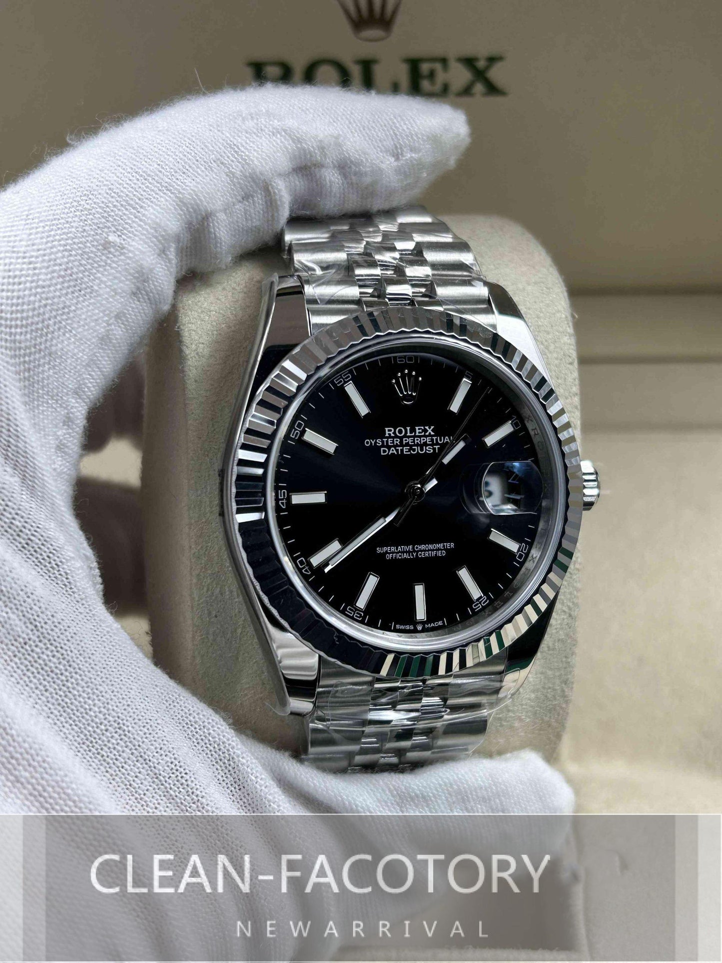 Datejust 41mm Jubilee Black Dial White Gold Fluted Bezel Clean Factory