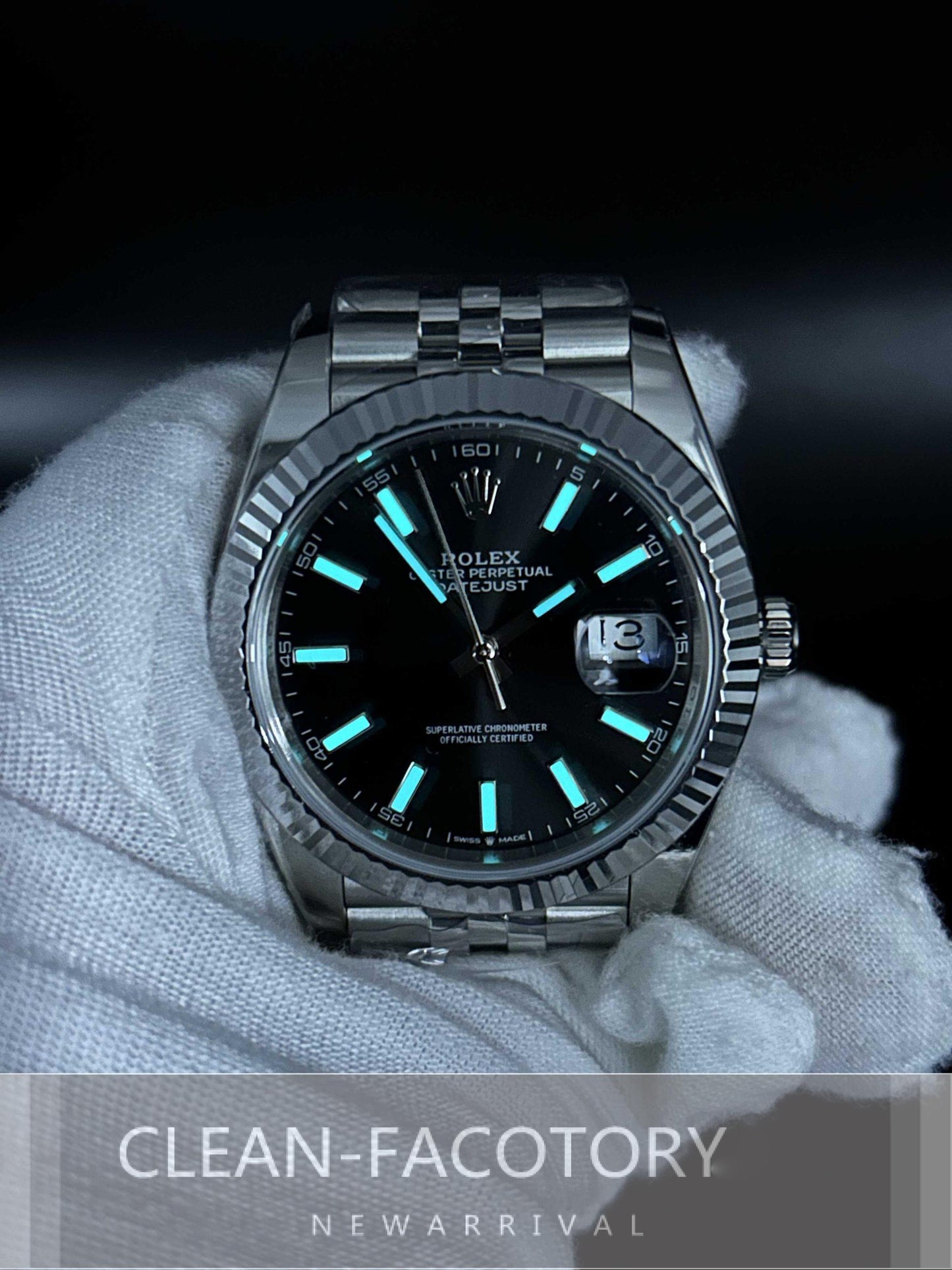 Datejust 41mm Jubilee Black Dial White Gold Fluted Bezel Clean Factory