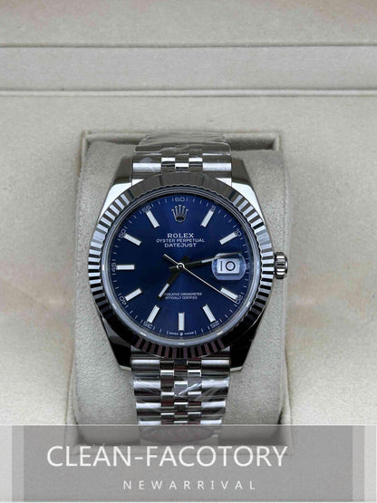 Datejust 41mm Jubilee Blue Dial White Gold Fluted Bezel Clean Factory