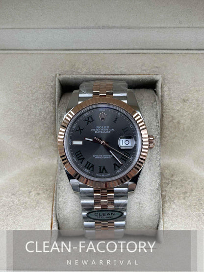 Datejust 41mm 126331 Jubilee Two-Tone Rose Gold Slate Grey Dial Fluted Bezel Clean Factory