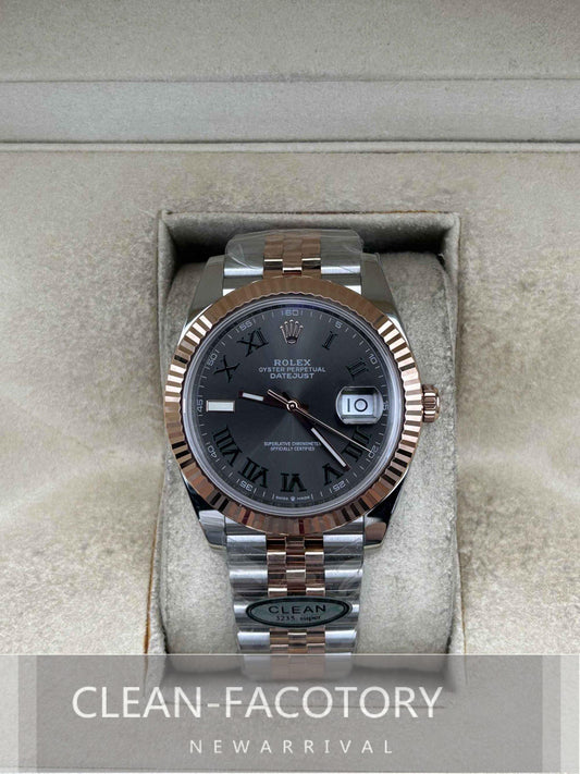 Datejust 41mm 126331 Jubilee Two-Tone Rose Gold Slate Grey Dial Fluted Bezel Clean Factory