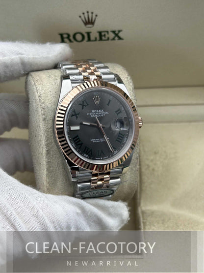 Datejust 41mm 126331 Jubilee Two-Tone Rose Gold Slate Grey Dial Fluted Bezel Clean Factory