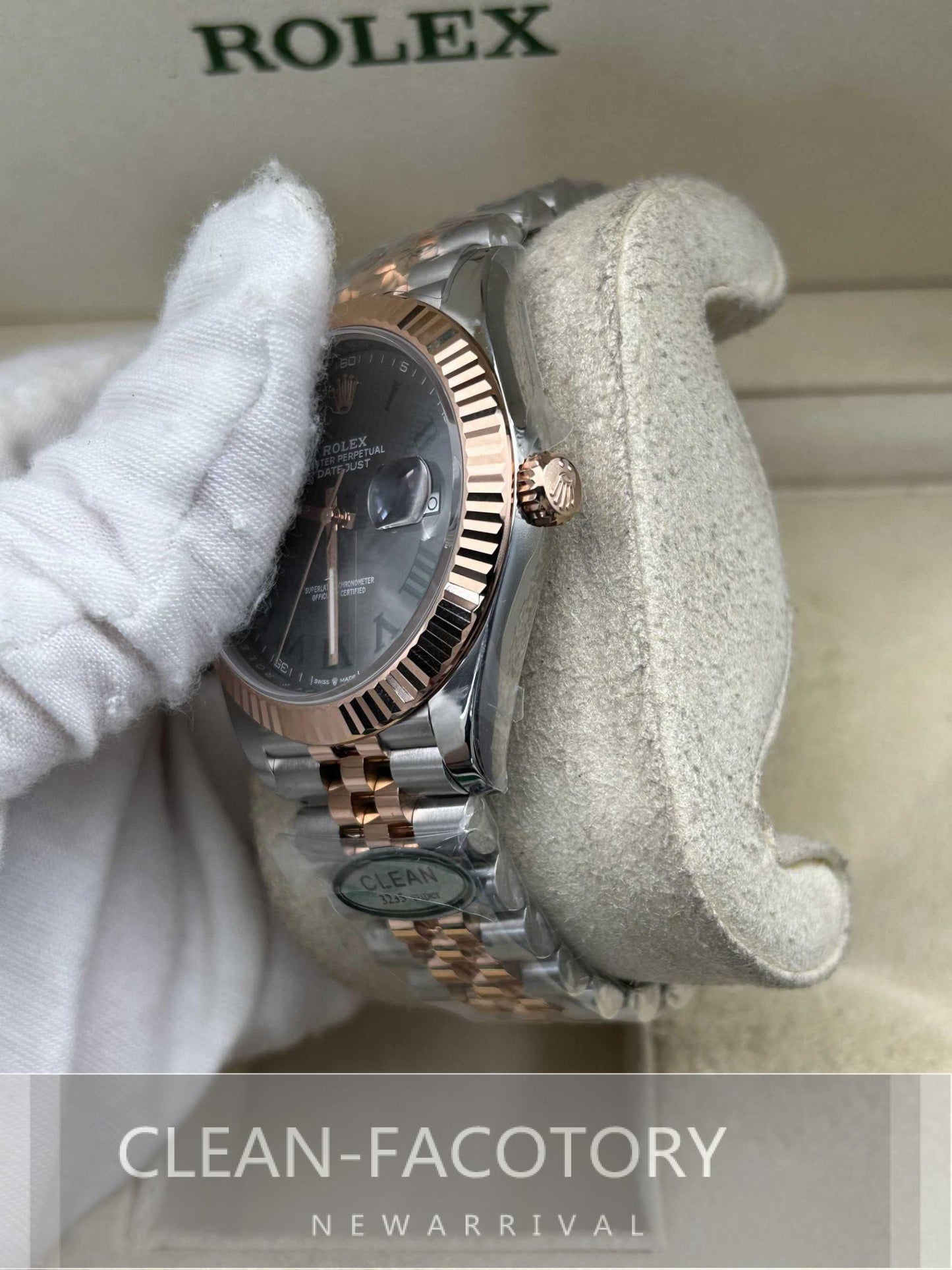 Datejust 41mm 126331 Jubilee Two-Tone Rose Gold Slate Grey Dial Fluted Bezel Clean Factory