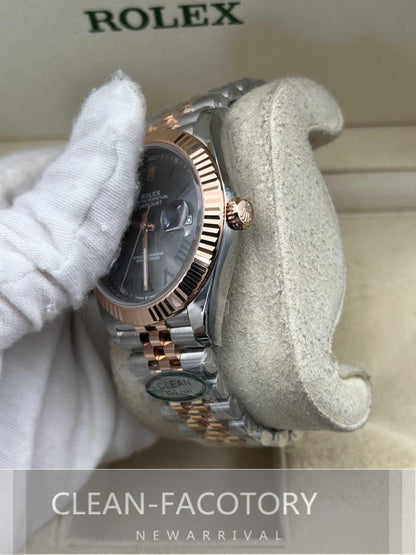 Datejust 41mm 126331 Jubilee Two-Tone Rose Gold Slate Grey Dial Fluted Bezel Clean Factory