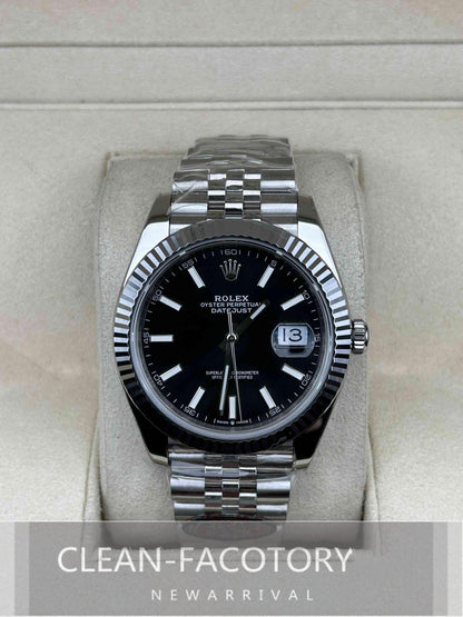 Datejust 41mm Jubilee Black Dial White Gold Fluted Bezel Clean Factory