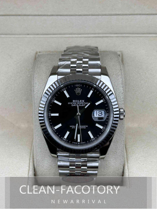 Datejust 41mm Jubilee Black Dial White Gold Fluted Bezel Clean Factory
