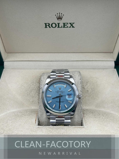 Day-Date 228206 40mm Ice Blue Dial Baguette Diamonds President Clean Factory