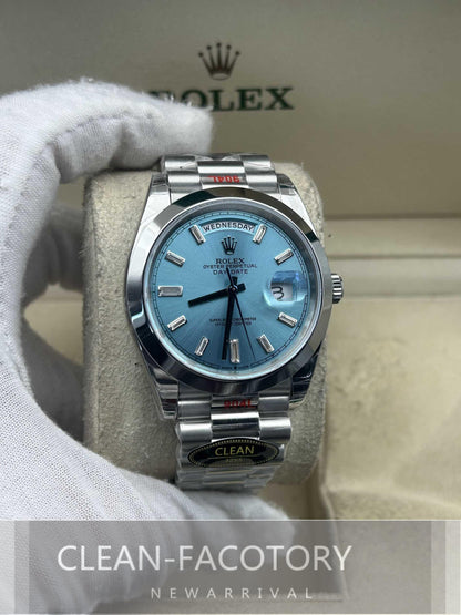 Day-Date 228206 40mm Ice Blue Dial Baguette Diamonds President Clean Factory