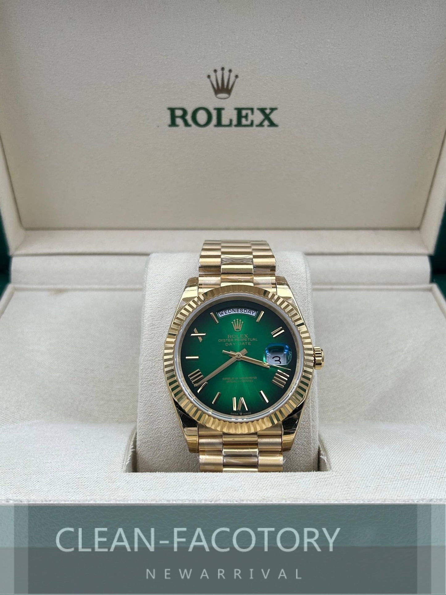 Day-Date 228235 40mm Green Ombre Dial Rose Gold President Clean Factory