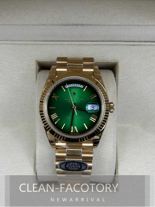 Day-Date 228235 40mm Green Ombre Dial Rose Gold President Clean Factory