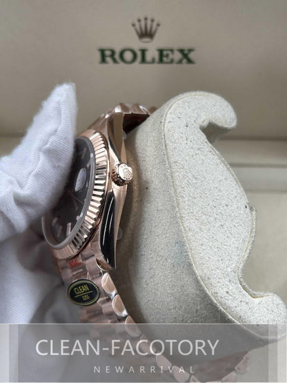 Day-Date 228235 40mm Rose Gold Chocolate Dial Baguette Diamonds President Clean Factory
