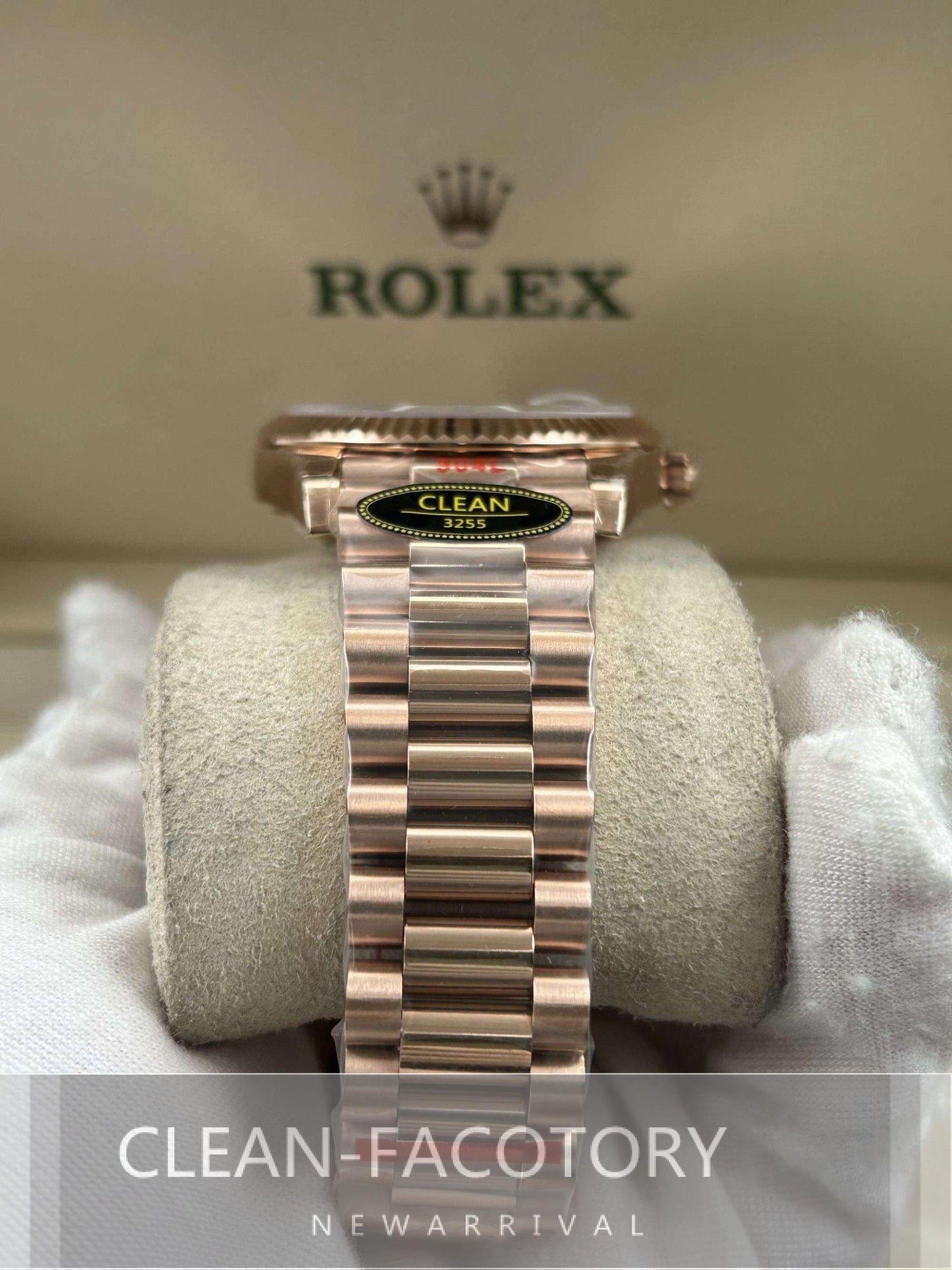 Day-Date 228235 40mm Rose Gold Chocolate Dial Baguette Diamonds President Clean Factory