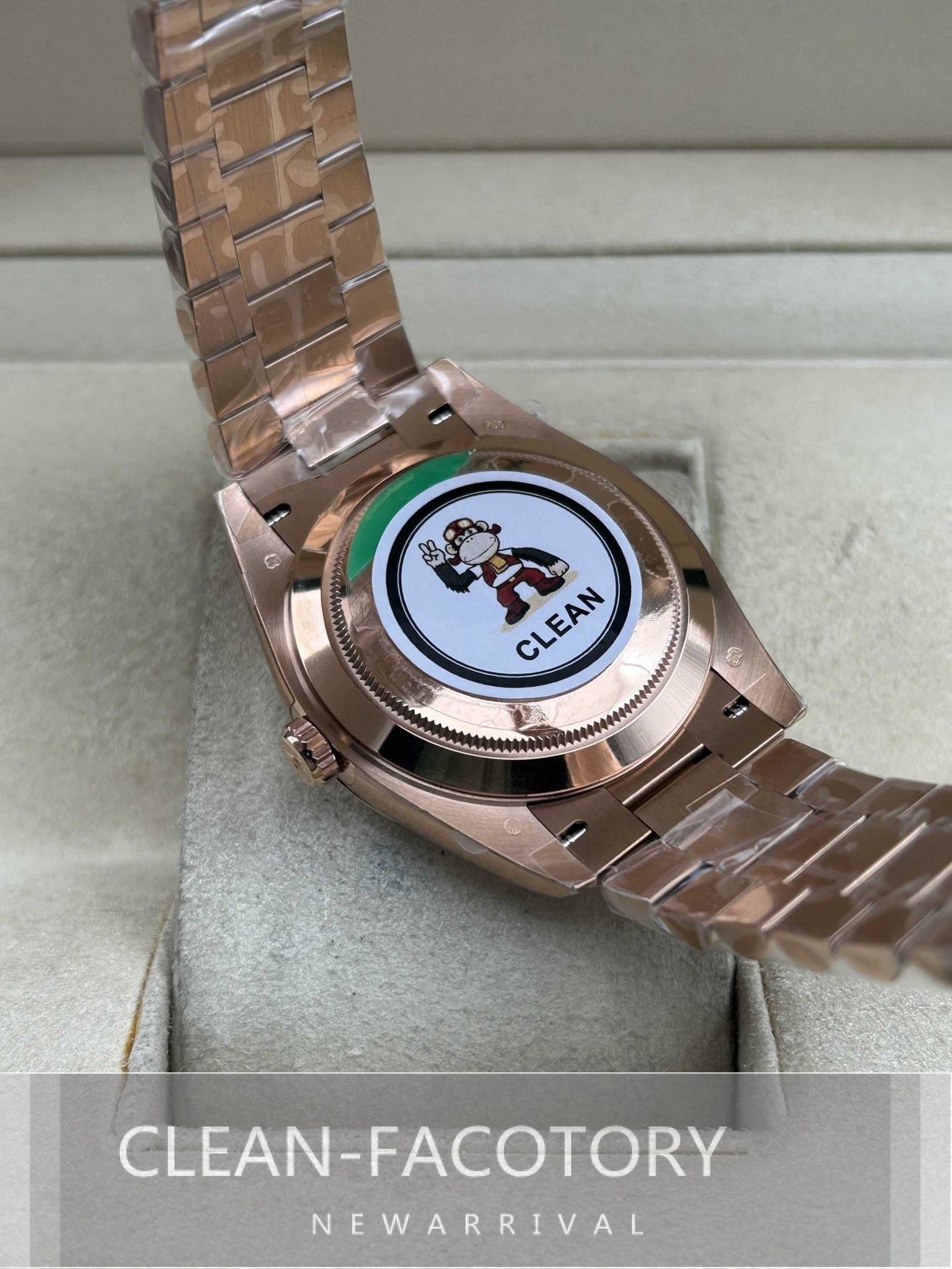 Day-Date 228235 40mm Rose Gold Eisenkiesel Dial Baguette Diamonds President Clean Factory