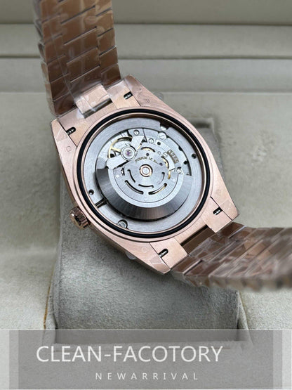 Day-Date 228235 40mm Rose Gold Eisenkiesel Dial Baguette Diamonds President Clean Factory